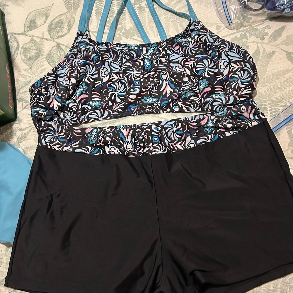 New - XXL - 3 Pc Tankini set light blue